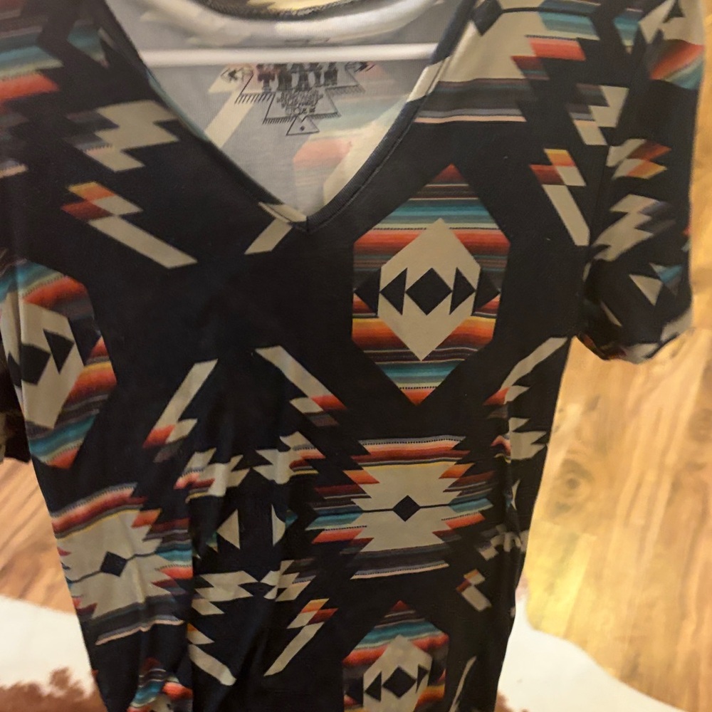 Crazy Train Multicolor Geometric Short Sleeve Tee - image 1